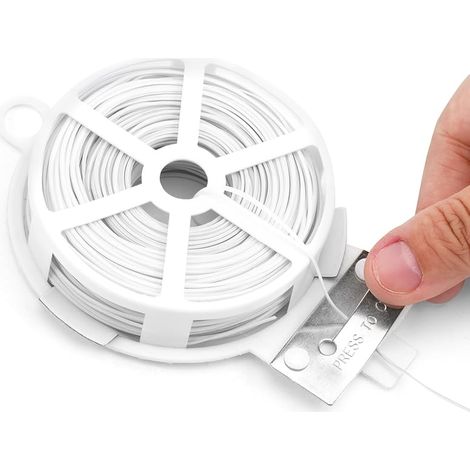KINGLAKE Fil de Fer Jardin Blanc 50m - Attache Plante Grimpante avec Cutter, Fil Plastifié Soft, Torsadé pour Plantes, Vignes, Arbustes et Fleurs (1/5)
