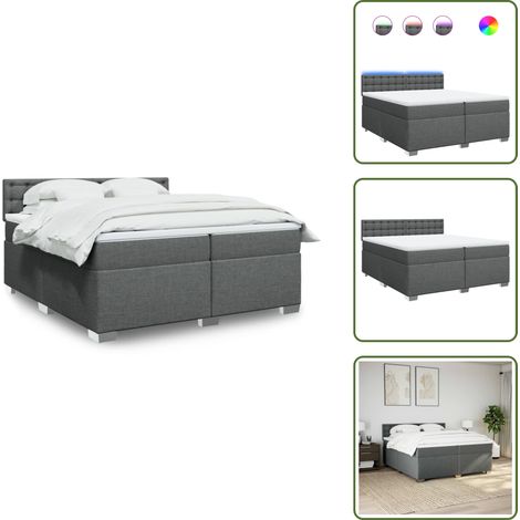Sommier à lattes de lit avec matelas Gris foncé 200x200cm Tissu - Lit Plateforme - Lit Double - Lit Design - Lit Moderne - Sommier Tapissier (1/5)