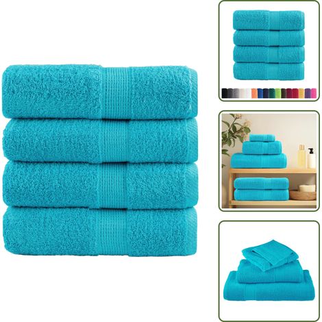 The Living Store Premium Waschhandtücher SOLUND 4 Stück Türkis 30x30 cm 600 g/m² - Baumwollhandtuch (1/5)