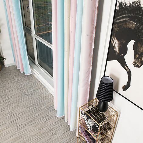 Rideaux décoratifs en polyester à double couche ajourée pour salon et chambre, bleu clair (1/5)