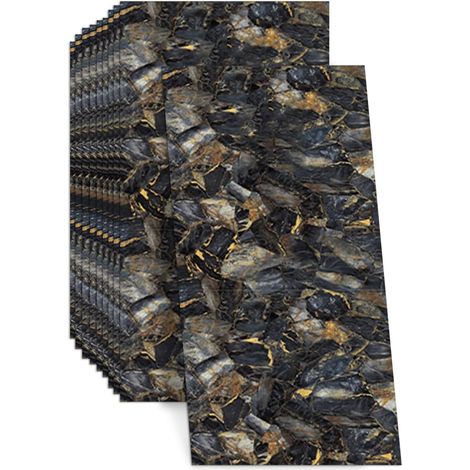 10 autocollants carreaux de marbre, 60x30 cm Carreaux muraux autocollants, à coller et décoller Étanches et résistantes à l'huile Autocollants muraux en PVC brillant pour la cuisine, la salle (1/5)