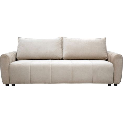 3-Sitzer-Schlafsofa aus beigem Chenille-Stoff FOLDY (1/5)