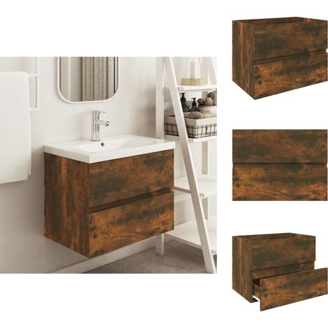Badezimmermöbel-Sets - Living Waschbeckenschrank Räuchereiche 60x38,5x45 cm Holzwerkstoff (1/5)