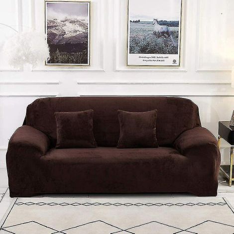 Housse pour canapé une place (coussin non inclus) Revêtement en velours uni Facile à installer Tissu extensible Lavable en machine (1/5)
