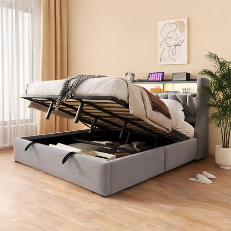 Tête de lit coloris gris clair en upholstered 221 x 193 x 114 cm (1/5)