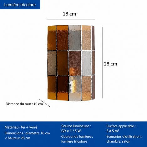 Applique Murale Rétro Modèle B Orange - variation 3 couleurs Verre 35 × 25 × 18 cm 2 kg – Livraison gratuite