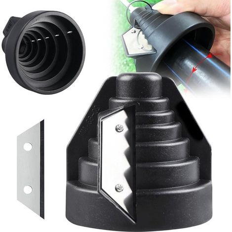 Herramienta para biselar tubos de plástico，3 cuchillas de repuesto，sacapuntas de PE (negro)，para tubos de 20，25，32，40，50 y 63 mm (1/5)