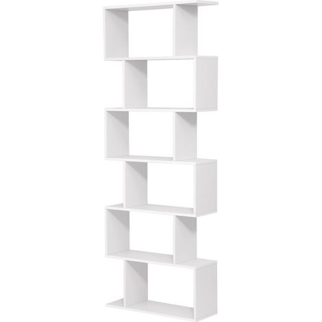 Libreria moderna a 6 ripiani unità di contenimento divisorio per soggiorno camera da letto ufficio bianco 120004218