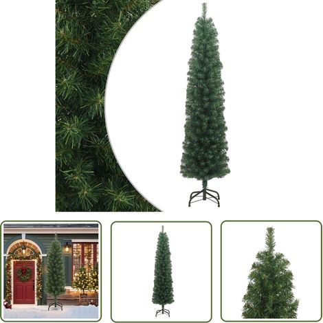 Weihnachtsbaum 210 cm - vidaXL Künstlicher Weihnachtsbaum Schlank mit Ständer Grün 210 cm PVC - Weihnachtsbaum mit Ständer (1/5)