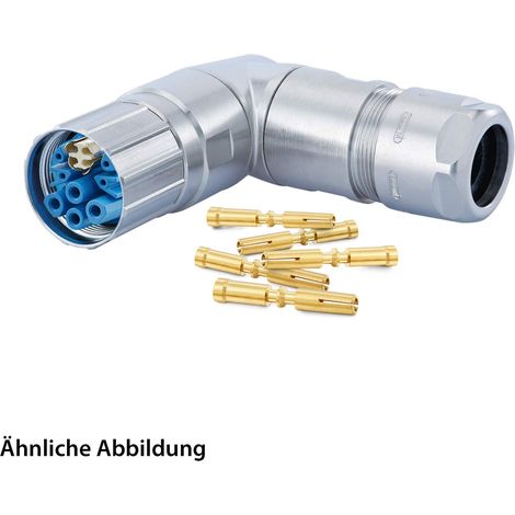 HUMMEL SET inkl. Kontakte M23 Hybrid Kabelsteckverbinder, Crimpeinsatz gewinkelt Polzahl 3+4+4+PE, Buchse drehbar Klemmbereich 11,0mm - 17,0mm - 1 Stück