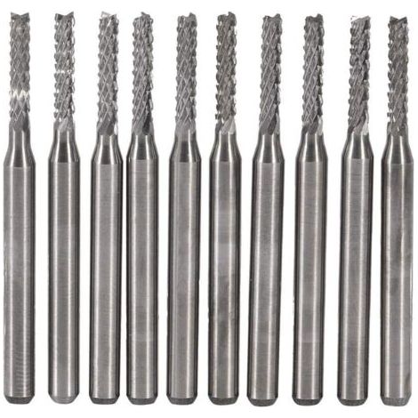 10pcs Fraise en Carbure Cémenté Fin Mill Gravure Bits Sculpture Perceuse Coupeur SMT/CNC/PCB 2mm (1/5)