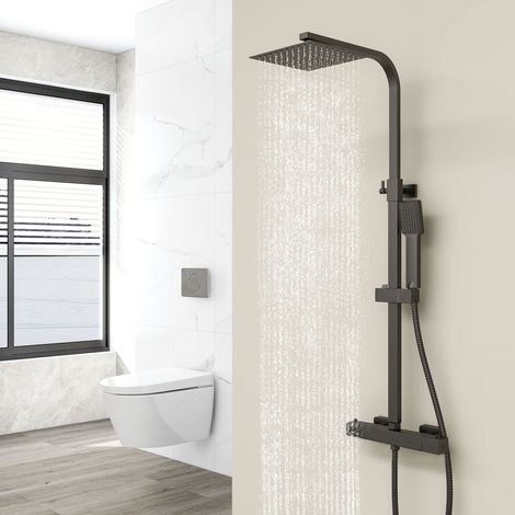 Acezanble Bathroom Thermostatic Exposed 8-inch Twin-Head Square Shower Set