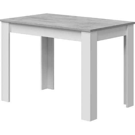 Table à manger rectangulaire en mélamine coloris blanc effet ciment - Longueur 109 x Profondeur 67 x Hauteur 78 cm -PEGANE- (1/4)