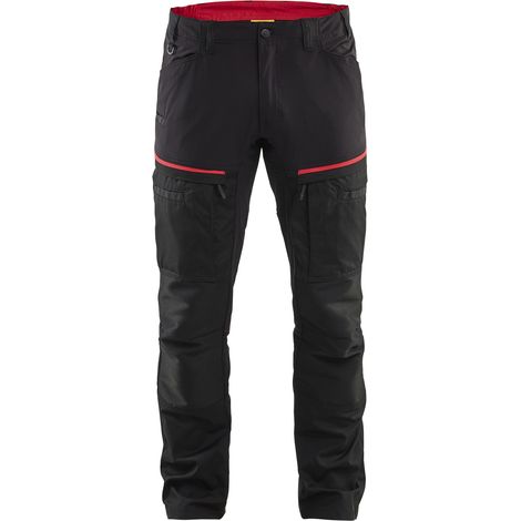 Pantaloni da lavoro elasticizzati 1456 - Nero/Rosso 2XL - FR(52) - SE(C58) - Corti