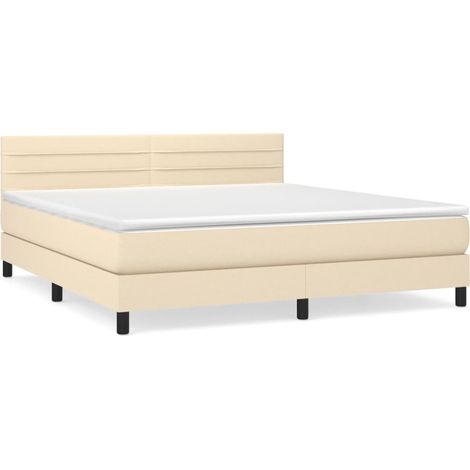 Maison Exclusive - Cama box spring con colchón tela color crema 1