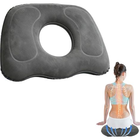 Coussin Coccyx Gonflable, Coussin de Siège Ergonomique Ajustable et Portable en PVC Floqué pour Soulagement de la Douleur, Bureau, Voiture, Voyage et Confort Quotidien (1/5)