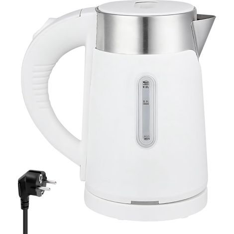 Petite bouilloire de voyage 0,8 l en acier inoxydable - Petite bouilloire de voyage - 600 W - Socle avec fonction de rangement pour le câble d'alimentation - Théière en acier inoxydable pour le bureau (1/5)