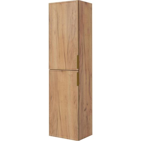 Mobiletto da bagno, Rovere Craft, maniglia dorata, 35 x 136 x 27 cm