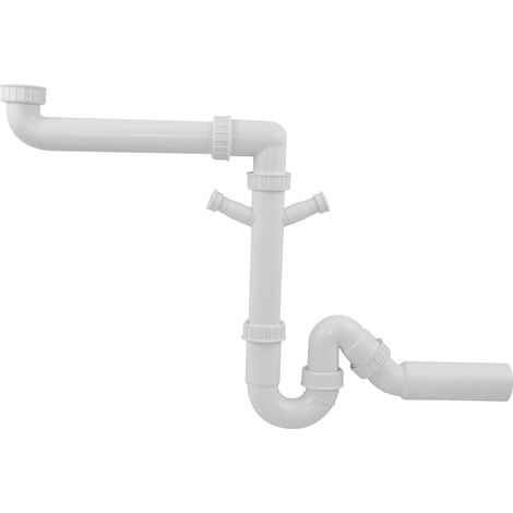 BLANCO Raumspar-Siphon / Geruchverschluss 1 1/2" x 50 mm, mit 2 Geräteanschlüssen