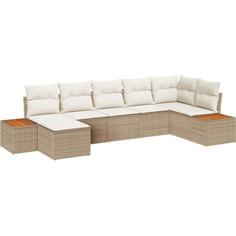 Maison Exclusive - Conjunto de sofá de jardín 7 pcs Beige ratán s