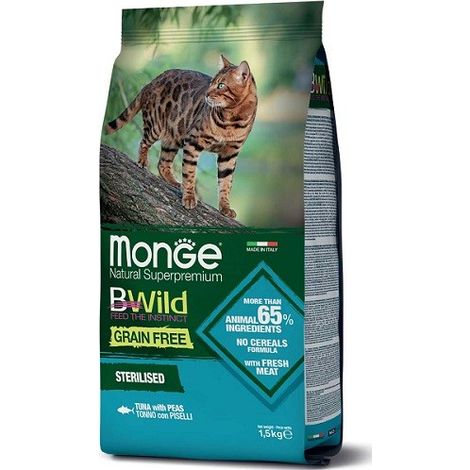 Monge Cat Bwild Grain Free Adult Sterlizzato Tonno e Piselli  - Monge Cat Bwild Grain Free Adult Sterlizzato Tonno e Piselli - Sacco Da 1,5 Kg (1/2)