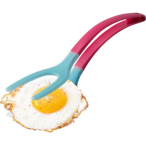 Spatule Tourne Oeufs en Silicone Pince Cuisson 2 en 1 - Ustensile de Cuisine Ergonomique pour Poisson Steak Pain Crêpe Omelette BBQ Petit-Déjeuner (1/5)