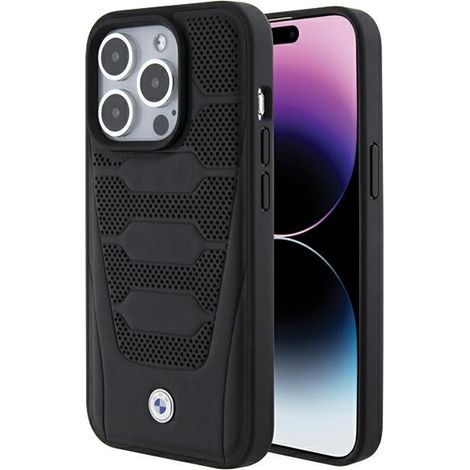 BMW BMHCP15X22RPSK iPhone 15 Pro Max 6.7" nero/nero con motivo sedili in pelle (1/5)
