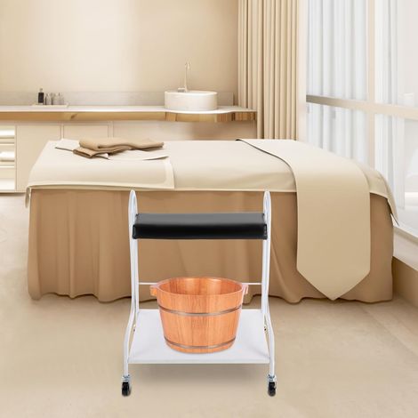 Pediküre-Trolley, Fußpflegewagen mit Rollen, 2 Etagen, Belastung 100 kg, vier schwenkbare Rollen, bequeme Fußstütze, Verwendung für Haus, Badezimmer, Innenbereich (1/5)