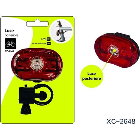 TRADE SHOP - Luce Posteriore Bici Fanalino Bicicletta Attacco Universale Con Gancio Xc-2648 -