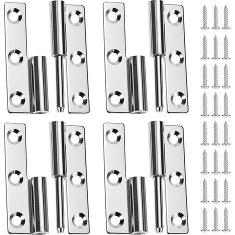 4 Pièces charnière amovible, charniere de porte en acier inoxydable 304 64x36mm avec vis, pour fenêtres et armoires (1/5)