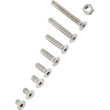 Vis à six pans creux M2.5 en acier inoxydable A2 avec écrous hexagonaux, assortiment (tête plate) (1/5)