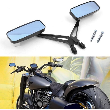 Rétroviseurs Moto Rectangulaires Aluminium Noir M8/M10 Universels (1/5)