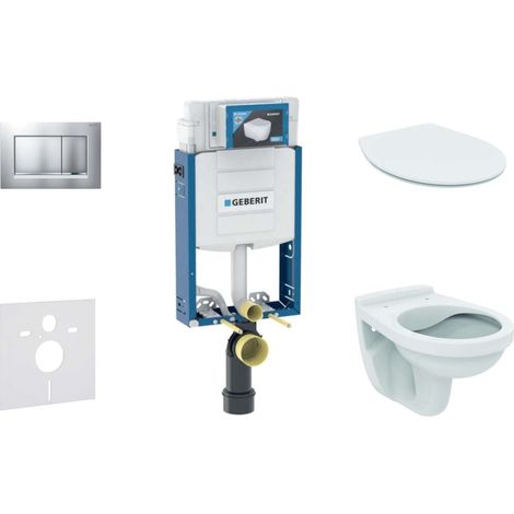 Geberit Combifix - Modulo di installazione a parete, WC Alpha con sedile, placca di comando Sigma20, cromo opaco/cromo 110.302.00.5 ND7