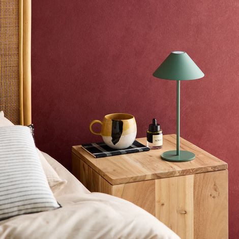 Lampe à poser intérieur/extérieur LED sans fil rechargeable Adam vert céladon H 32cm Ø 15cm (1/5)