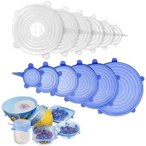 Couvercles extensibles en silicone, lot de 12 couvercles en silicone de différentes tailles,pour le stockage des aliments, des (1/5)