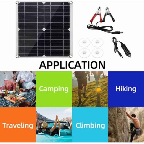 Kit Solaire 20W Monocrystalline + Contrôleur PWM 30A + Pinces Batterie 12V - Panneau Solaire Haute Efficacité 22% pour RV Bateaux Off-Grid (1/4)