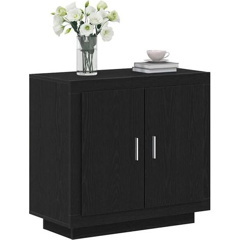 Buffet de Cuisine en Bois d'Ingénierie - Meuble Rangement 80x40x75 cm, Style Chêne Noir, pour Salle à Manger et Salon (1/5)