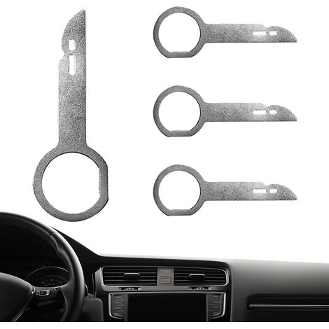 Clé d'outil de dépose d'autoradio, kit d'outils de dépose d'autoradio Clé de démontage de l'hôte DVD du lecteur stéréo, 4 pièces Accessoires automobiles avec poignées faciles à saisir pour SUV (1/5)