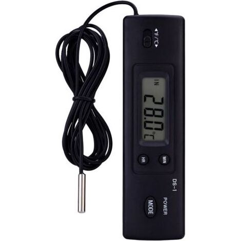 Thermomètre Compteur De Température Numérique À Cristaux Liquides LCD Mesure De L'humidité Capteur De Sonde Câblé pour Réfrigérateur Aquarium Climatiseur(Noir) (1/4)