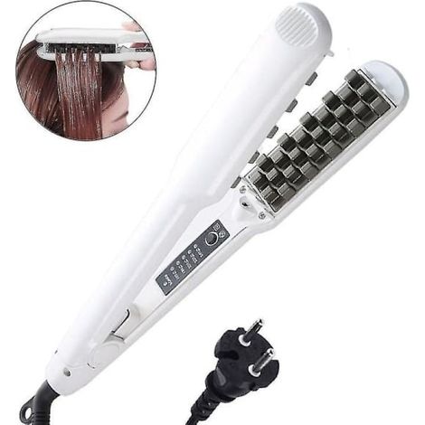Fer à lisser volumisant de qualité professionnelle Ajoute du volume aux cheveux, matériau en céramique, contrôle de la température et cordon d'alimentation pivotant. (1/5)