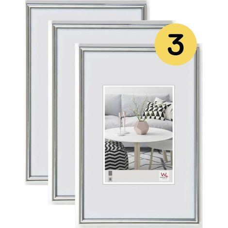 Cadre photo Argent 20 x 30 cm lot de 3, Cadre en plastique Galeria KS030H3 (1/5)