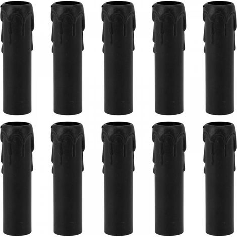 Couvercle De Prise De Bougie e14 Design Gouttes De Cire Fondues Lot De 10 Pour Remplacer Et Décorer Les Lustres Et Les Chandeliers (Noir) (1/5)