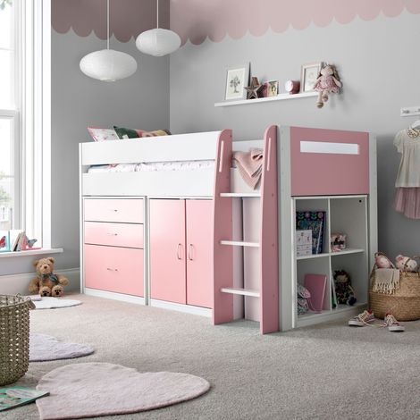 Lacy Pink Storage Mid Sleeper Bed (1/5)