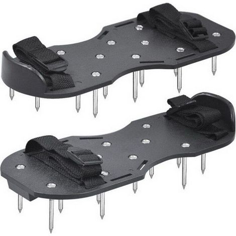 Chaussures de Gazon avec semelles de clous - Chapes de chaussures - Aérateur de gazon, Noir, Taille Unique (1/5)