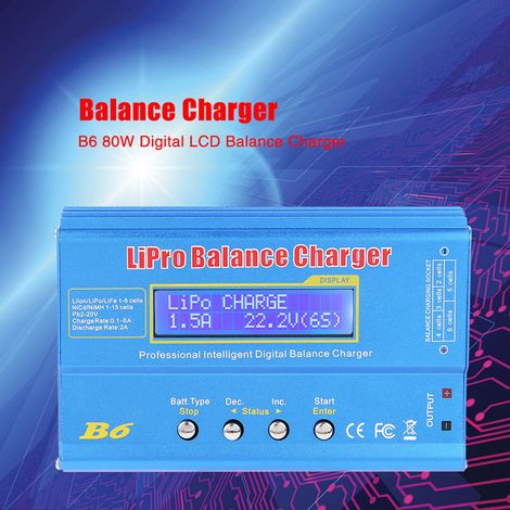 Chargeur/déchargeur d'équilibrage numérique LCD B6 80W pour batteries RC LLiPo NiMH (prise UE) (1/5)