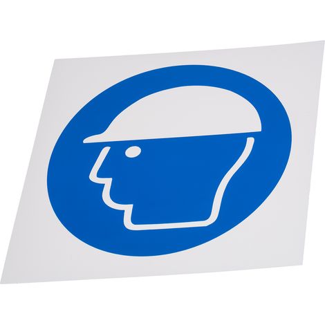 Panneau obligation, avec pictogramme : Casque de protection obligatoire , en Plastique ( Prix pour 1 )