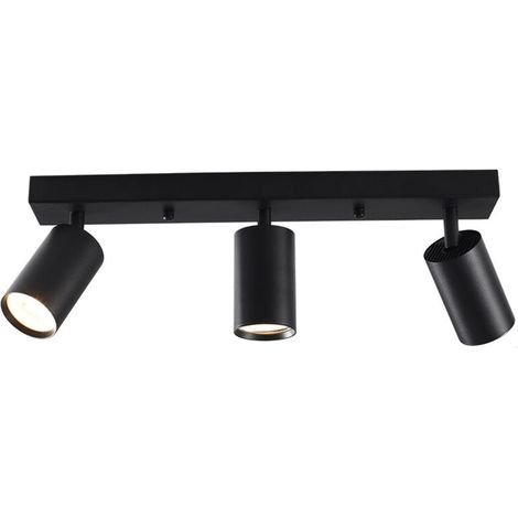 3 spots LED de plafond, plafonnier moderne GU10, plafonnier pivotant, rampe de spot et rail de spot, appliques murales LED noires pour cuisine, salon, chambre à coucher, lumière blanche - RWLampe sur