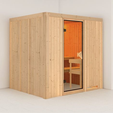 Sauna Traditionnel Karibu Sodin 3-4 Places 196x170cm Bois 68mm (1/5)
