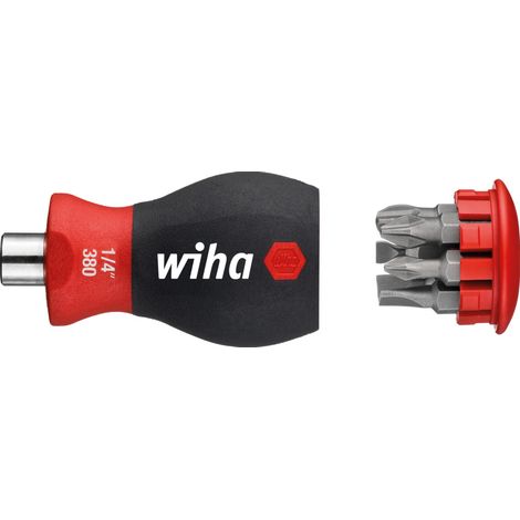 Wiha Giravite con portainserti a magazzino, magnetico A taglio, Phillips con 6 inserti, Stubby, 1/4" (33736) (1/2)