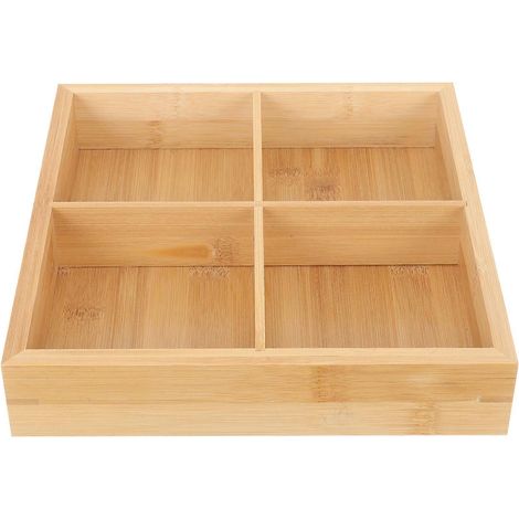Porte-sachets de thé en bois à compartiments, organisateur de rangement pour sachets de thé, porte-sachets de sucre-22.5x22.5CM